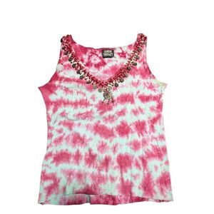 Shop Therapy Tie-Dye Tank Top with Beaded Neckline and a Charm Women's S/m